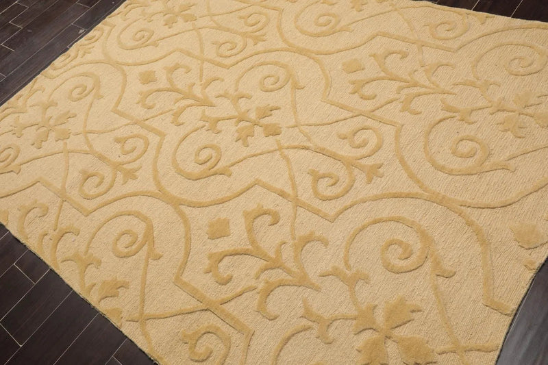 5' 6''x7' 5'' Hand Knotted Soumak 100% Wool Traditional Oriental Area Rug Pale Gold Color