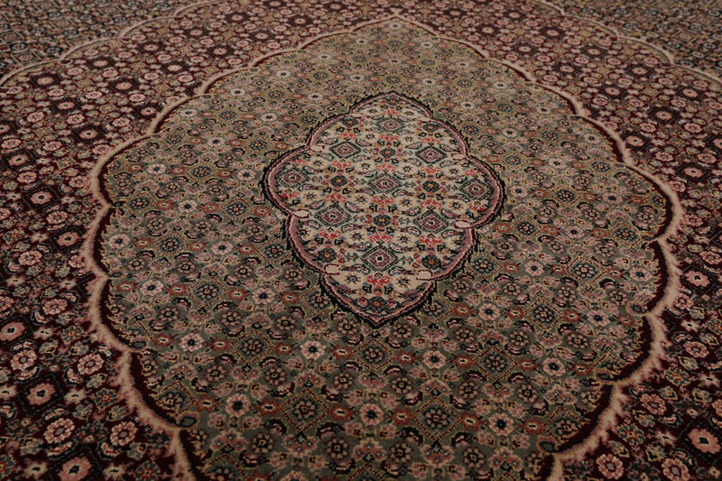 8'8"x12'1" Hand Knotted Wool & Silk Sino Persian Mahi Tabriz 300 KPSI Area Rug
