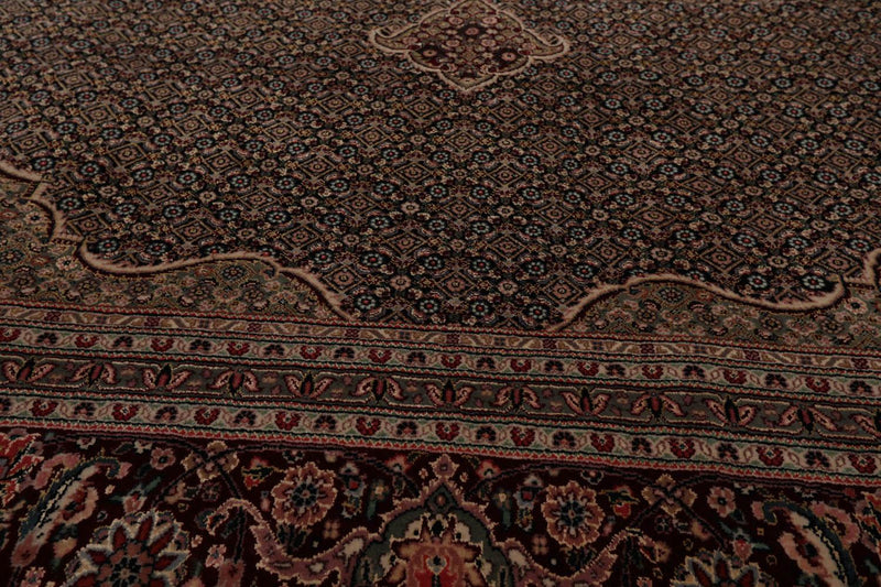 8'8"x12'1" Hand Knotted Wool & Silk Sino Persian Mahi Tabriz 300 KPSI Area Rug