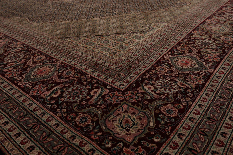 8'8"x12'1" Hand Knotted Wool & Silk Sino Persian Mahi Tabriz 300 KPSI Area Rug