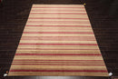 8'7'' x 12'2'' Hand Knotted Tibetan 100% Wool Stripes Modern Oriental Area Rug