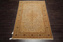 5' 11'' x 8' 10'' Hand Knotted 100% Wool Agra Traditional 250 KPSI Oriental Area Rug Tan, Gold Color