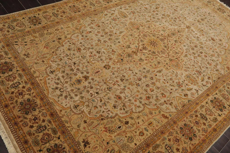 5' 11'' x 8' 10'' Hand Knotted 100% Wool Agra Traditional 250 KPSI Oriental Area Rug Tan, Gold Color