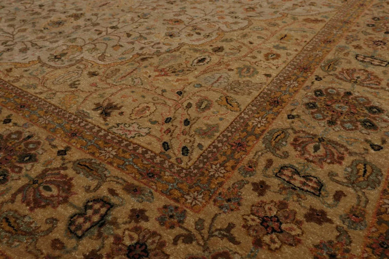 5' 11'' x 8' 10'' Hand Knotted 100% Wool Agra Traditional 250 KPSI Oriental Area Rug Tan, Gold Color