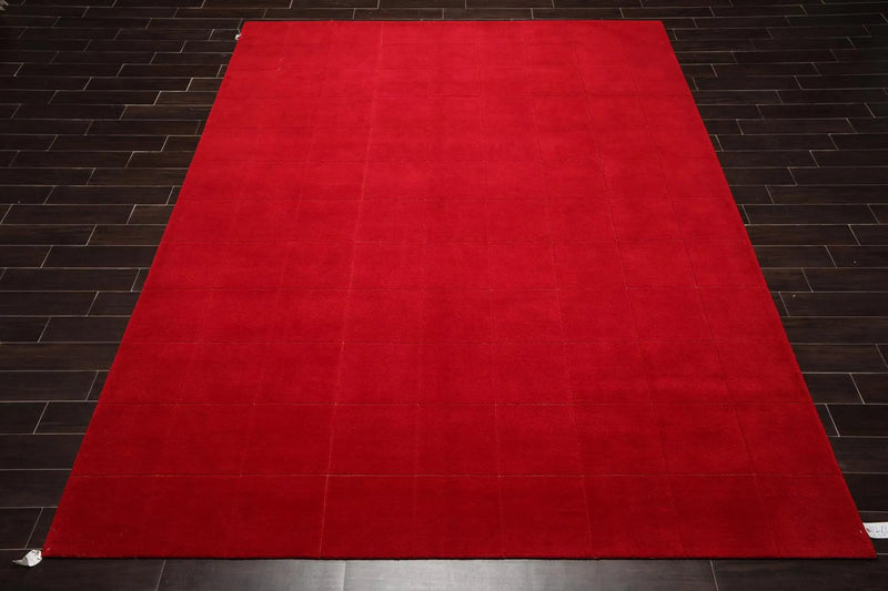 9'1'' x 12' Hand Knotted Tibetan Wool Hip Designer Modern Oriental Area Rug Red