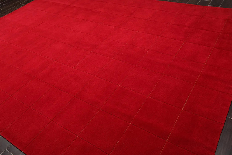 9'1'' x 12' Hand Knotted Tibetan Wool Hip Designer Modern Oriental Area Rug Red