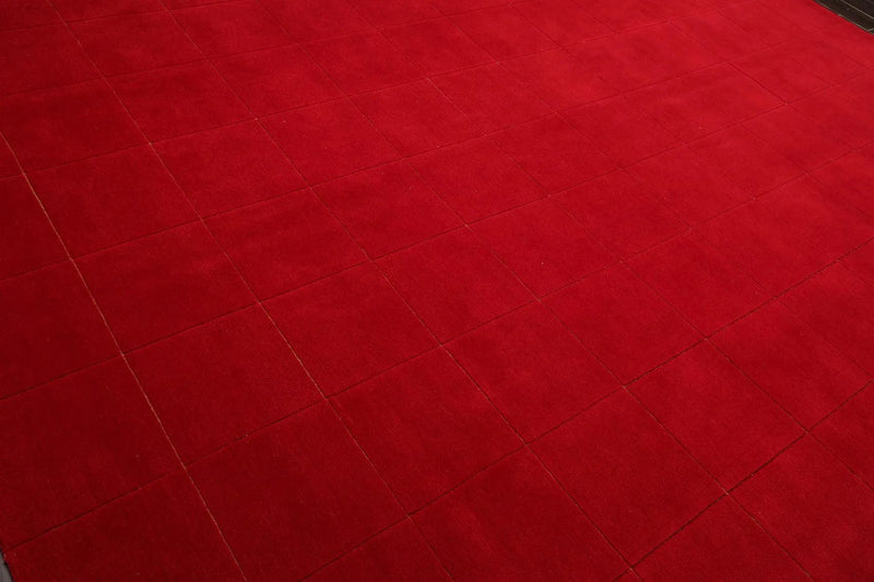 9'1'' x 12' Hand Knotted Tibetan Wool Hip Designer Modern Oriental Area Rug Red