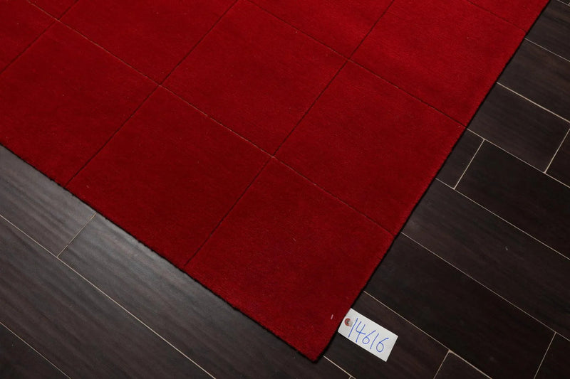 9'1'' x 12' Hand Knotted Tibetan Wool Hip Designer Modern Oriental Area Rug Red
