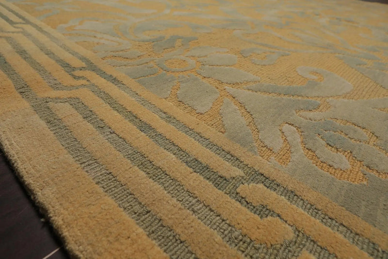 9x12 Tan Asmara French Aubusson Savonnerie Hand Knotted Wool Area Rug plush pile