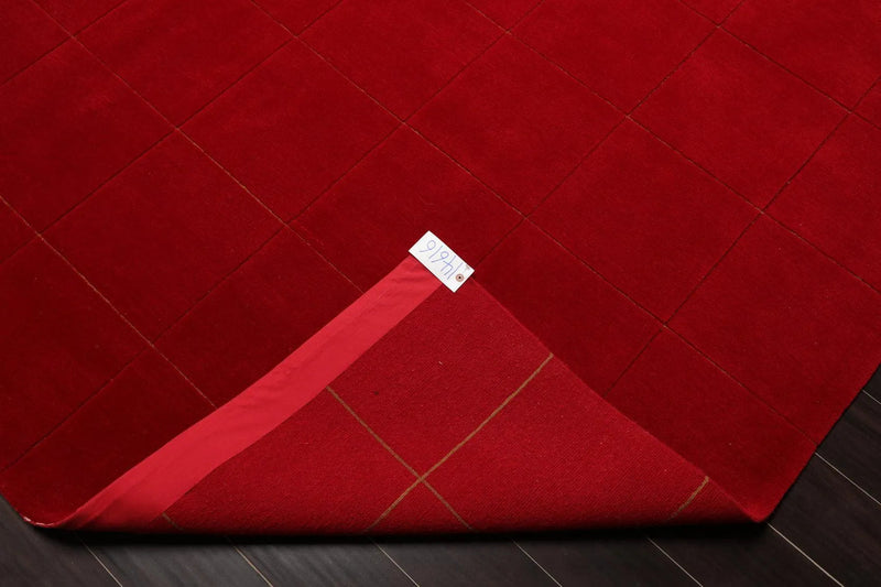 9'1'' x 12' Hand Knotted Tibetan Wool Hip Designer Modern Oriental Area Rug Red
