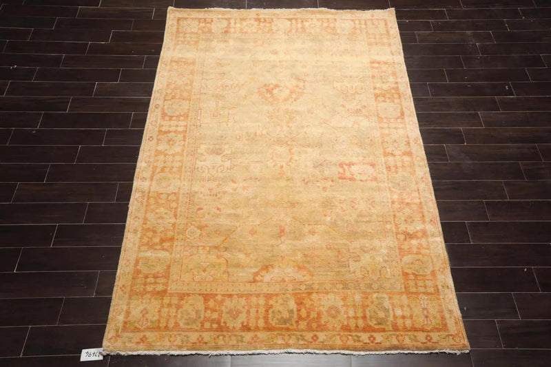 6x9 Tan, Terracotta Hand Knotted 100% Wool Oushak Traditional Oriental Area Rug
