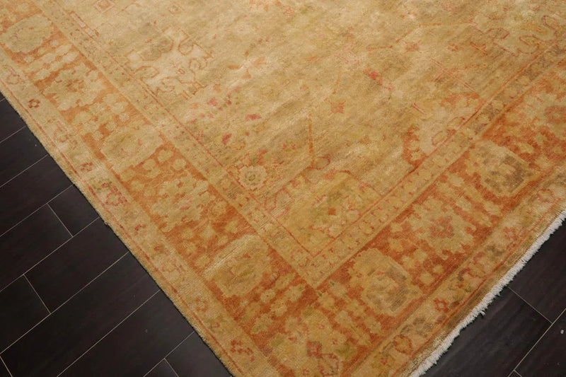 6x9 Tan, Terracotta Hand Knotted 100% Wool Oushak Traditional Oriental Area Rug