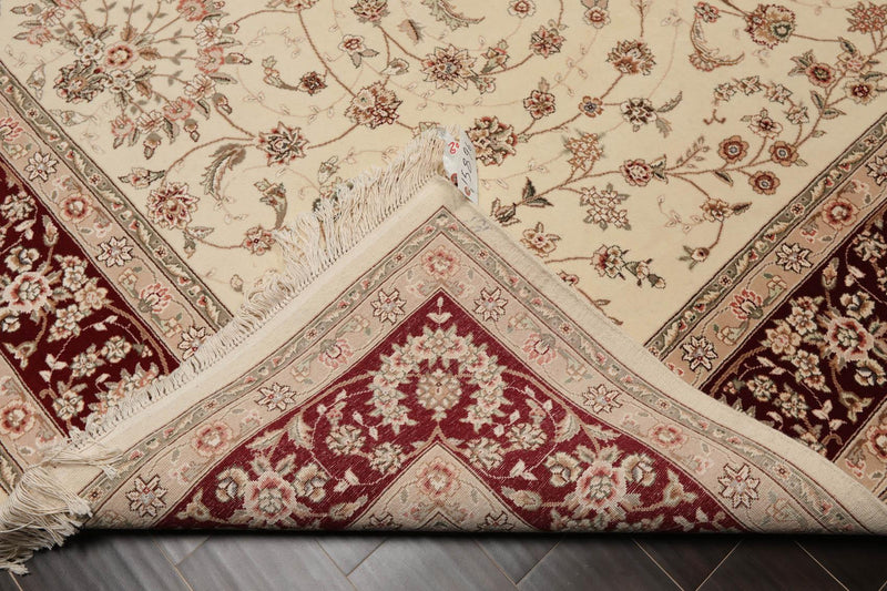 8'8"x11'8" Hand Knotted Wool & Silk Sino Persian Isphahan Oriental Area Rug Cream