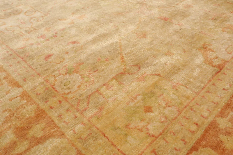 6x9 Tan, Terracotta Hand Knotted 100% Wool Oushak Traditional Oriental Area Rug
