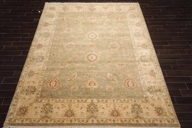 9'2'' x 11'11'' Hand Knotted Wool Agra Traditional Oriental Area Rug Pistachio