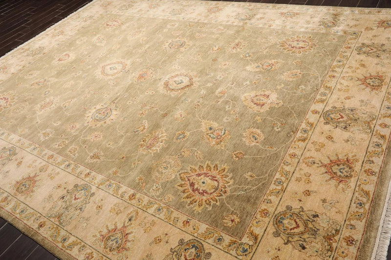 9'2'' x 11'11'' Hand Knotted Wool Agra Traditional Oriental Area Rug Pistachio