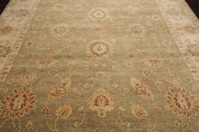 9'2'' x 11'11'' Hand Knotted Wool Agra Traditional Oriental Area Rug Pistachio