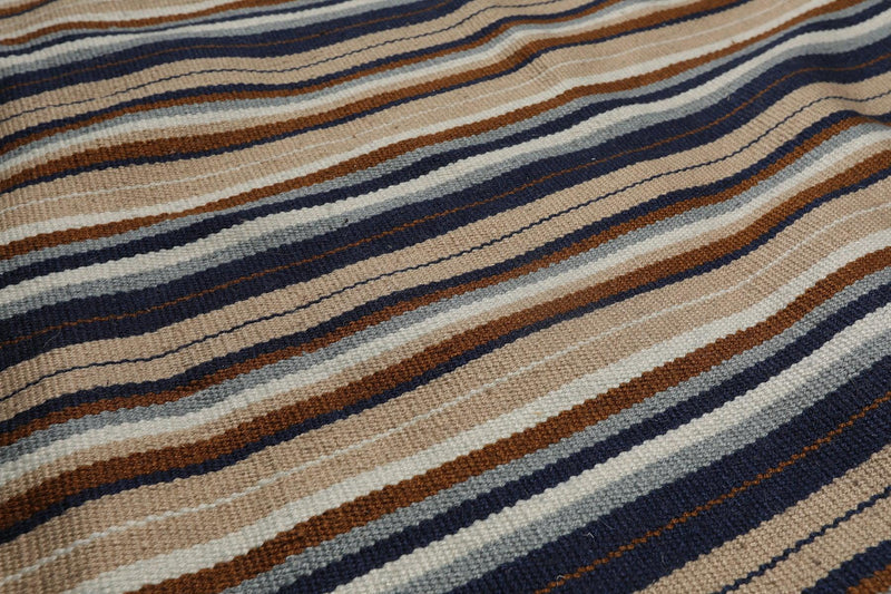 7'10" x 11'2" Hand Woven Superfine Dhurry Wool Flatweave Area Rug Modern Tan