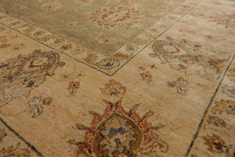 9'2'' x 11'11'' Hand Knotted Wool Agra Traditional Oriental Area Rug Pistachio