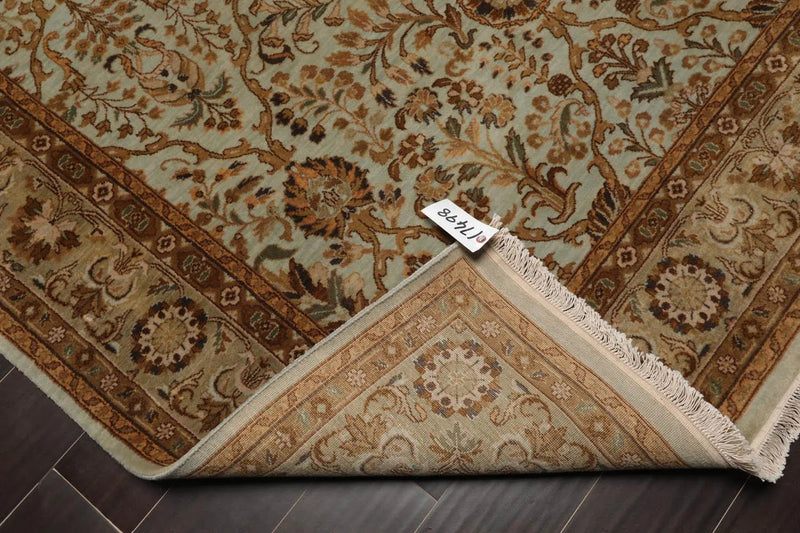 6' x 9' 1'' Hand Knotted 100% Wool Agra Traditional 250 KPSI Oriental Area Rug Aqua, Champagne Color