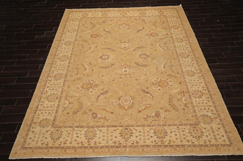 9'6" x 11'9" Hand Knotted Wool Chobi Peshawar Traditional Oriental Area Rug Tan