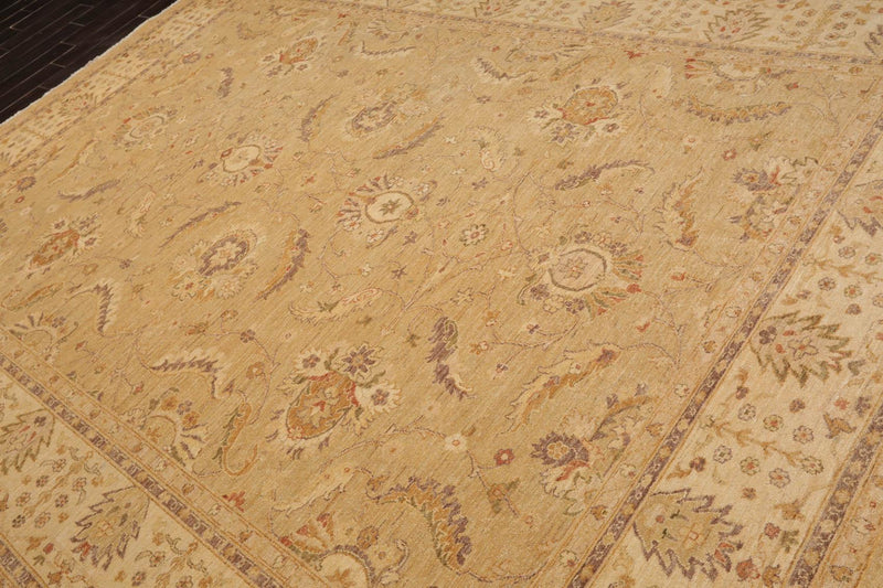 9'6" x 11'9" Hand Knotted Wool Chobi Peshawar Traditional Oriental Area Rug Tan