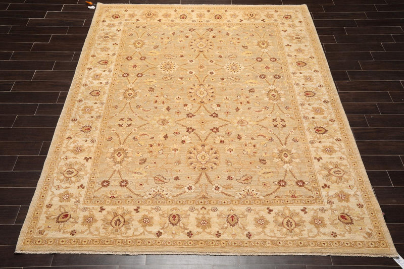 8'1" x 9'11'' Hand Knotted 100% Wool Peshawar Traditional Area Rug Gray Beige