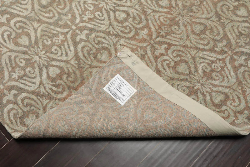 6x9 Aqua, Beige Hand Knotted Wool and Silk Tibetan Traditional Oriental Area Rug