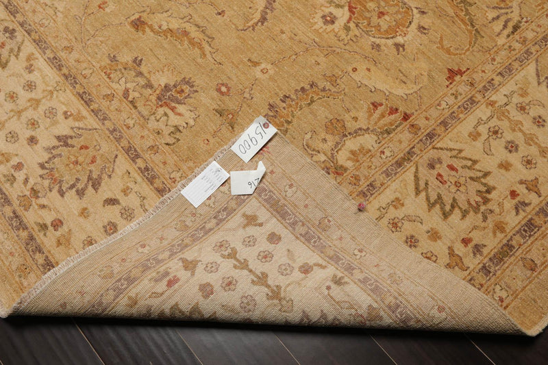 9'6" x 11'9" Hand Knotted Wool Chobi Peshawar Traditional Oriental Area Rug Tan