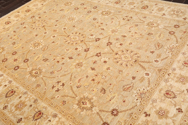 8'1" x 9'11'' Hand Knotted 100% Wool Peshawar Traditional Area Rug Gray Beige