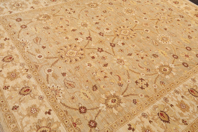 8'1" x 9'11'' Hand Knotted 100% Wool Peshawar Traditional Area Rug Gray Beige