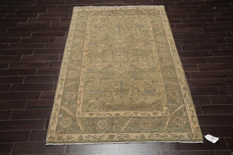 5'6" x 8'6'' Hand Knotted 100% Wool Caucasian Traditional Oriental Area Rug Champagne, Moss Color
