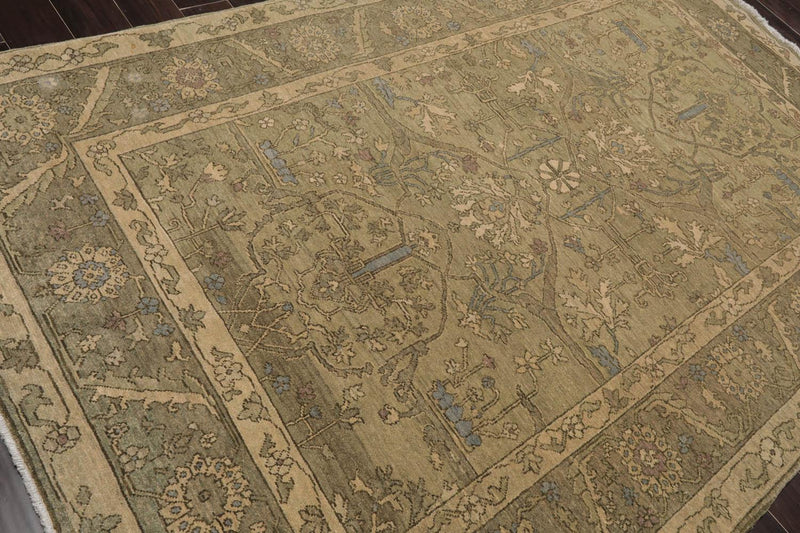 5'6" x 8'6'' Hand Knotted 100% Wool Caucasian Traditional Oriental Area Rug Champagne, Moss Color