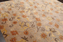 8'x9'7'' Hand Knotted Tibetan Wool & Silk Designer Boho Oriental Area Rug Beige