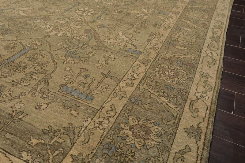 5'6" x 8'6'' Hand Knotted 100% Wool Caucasian Traditional Oriental Area Rug Champagne, Moss Color