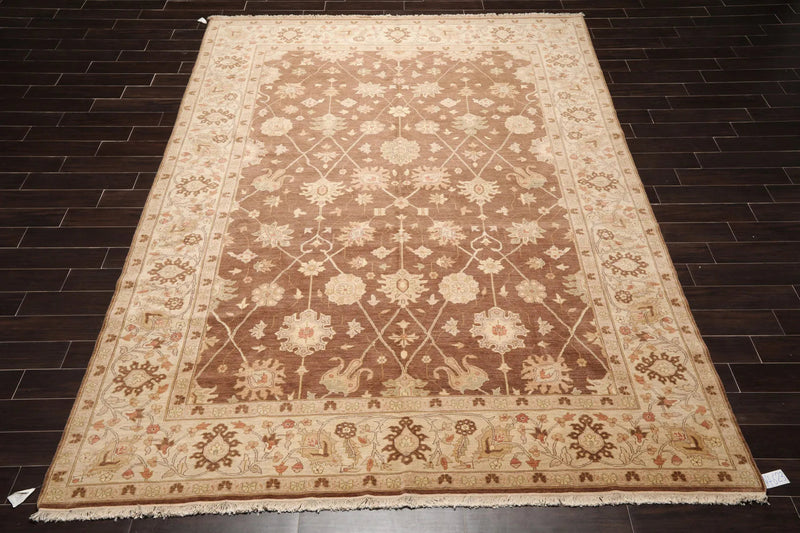 9x12 Hand Knotted 100% Wool Peshawar Traditional Oriental Area Rug Brown, Beige Color
