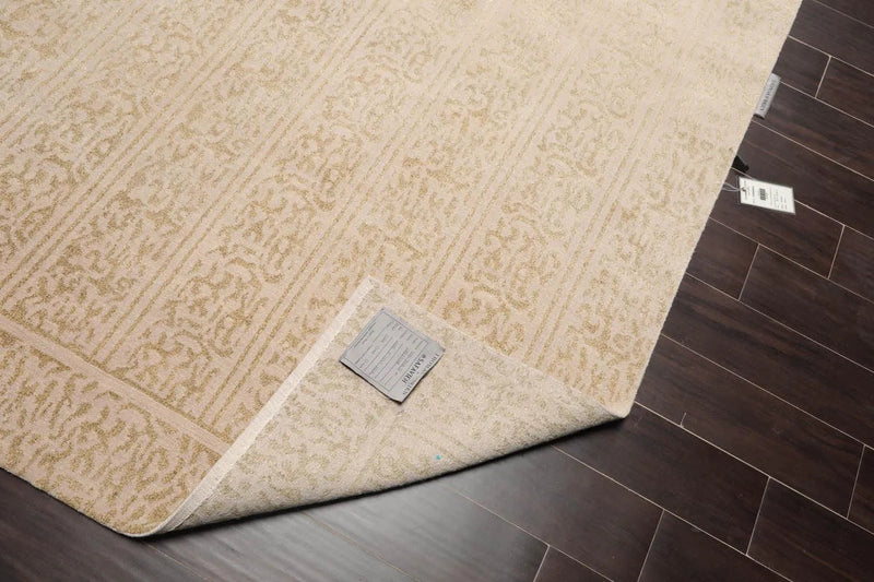 6' 1''x9' 1'' Hand Knotted Tibetan 100% Wool Tibetan Transitional  Oriental Area Rug Beige,Champagne Color