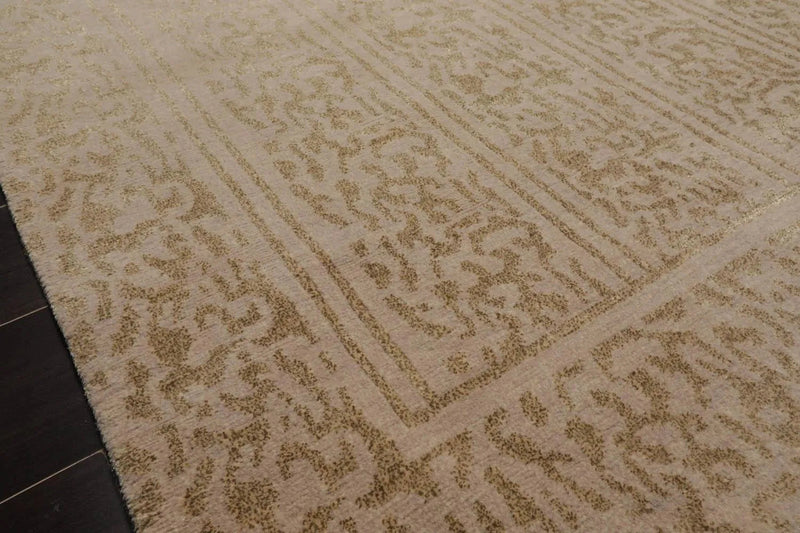 6' 1''x9' 1'' Hand Knotted Tibetan 100% Wool Tibetan Transitional  Oriental Area Rug Beige,Champagne Color