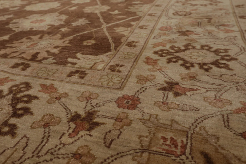9x12 Hand Knotted 100% Wool Peshawar Traditional Oriental Area Rug Brown, Beige Color