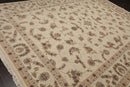 9' x 12' Hand Knotted Wool and silk Sino Persian Isphahan Oriental Area Rug Cream