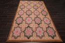 6'1" x 9'3" Hand Woven Wool Classic French Aubusson Needlepoint Area Rug Rose