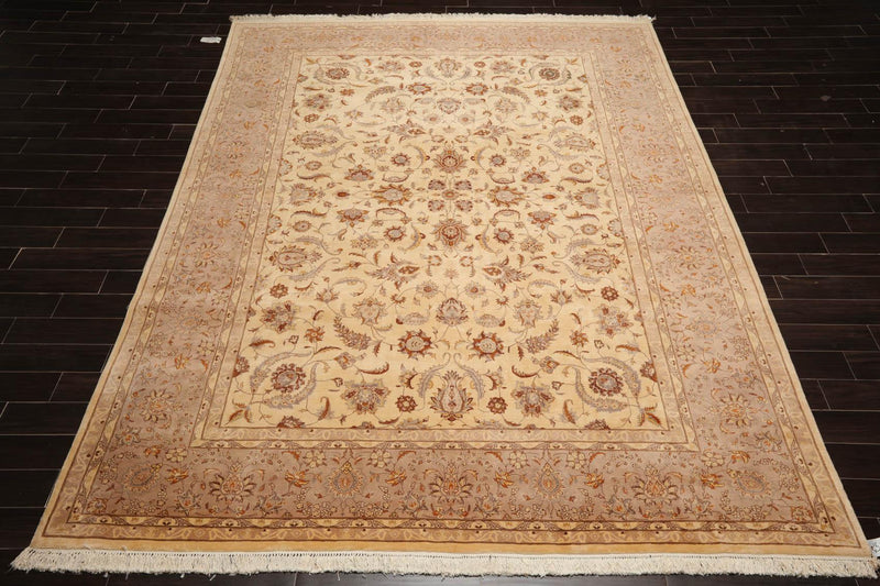9'2"x12'4" Hand Knotted Wool 16/18 Pak Persian 300 KPSI Oriental Area Rug Ivory