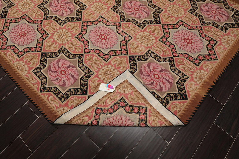 6'1" x 9'3" Hand Woven Wool Classic French Aubusson Needlepoint Area Rug Rose