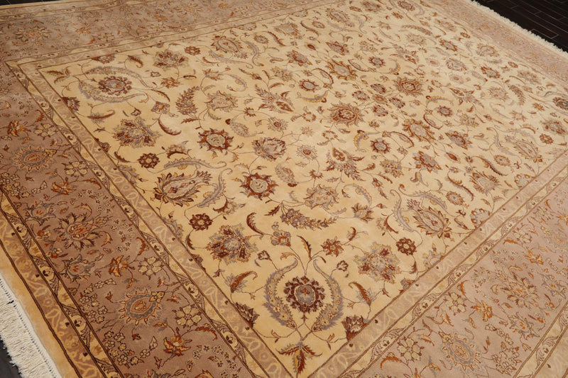 9'2"x12'4" Hand Knotted Wool 16/18 Pak Persian 300 KPSI Oriental Area Rug Ivory