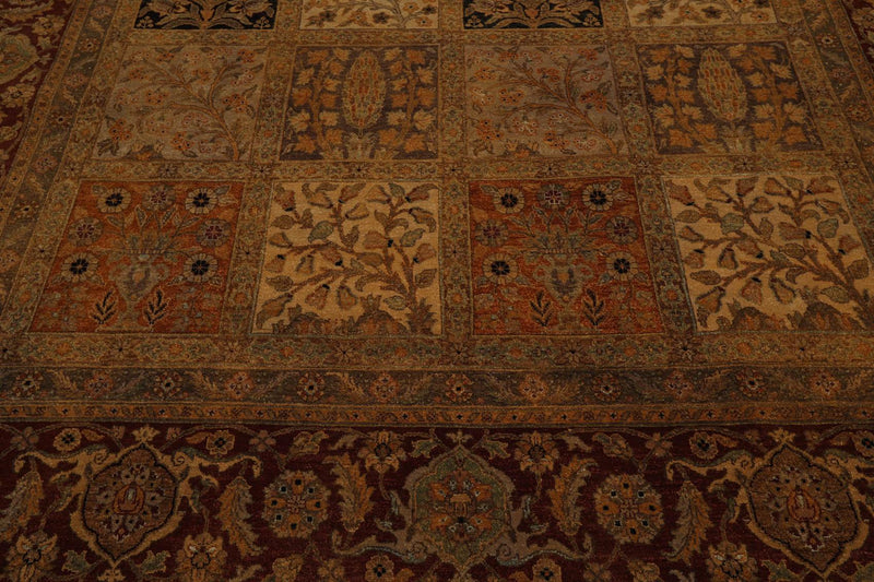 9'x12'4" Hand Knotted Wool Traditional Multi Panel Agra Oriental Area Rug Beige