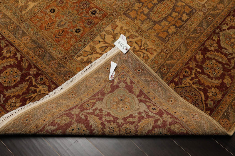 9'x12'4" Hand Knotted Wool Traditional Multi Panel Agra Oriental Area Rug Beige
