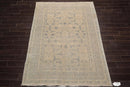 5'11''x8'11'' Hand Knotted Tibetan 100% Wool Tibetan Transitional Oriental Area Rug Beige, Gray Color