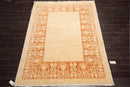 6'3''x8'6'' Hand Knotted 100% Wool Peshawar Transitional Oriental Area Rug Tan, Caramel Color
