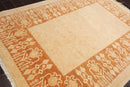 6'3''x8'6'' Hand Knotted 100% Wool Peshawar Transitional Oriental Area Rug Tan, Caramel Color