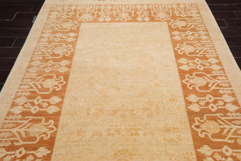 6'3''x8'6'' Hand Knotted 100% Wool Peshawar Transitional Oriental Area Rug Tan, Caramel Color